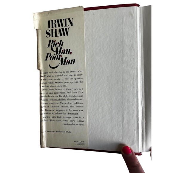 Rich Man Poor Man A Novel IRWIN SHAW Hardcover Red Dust Jacket - Picture 8 of 16